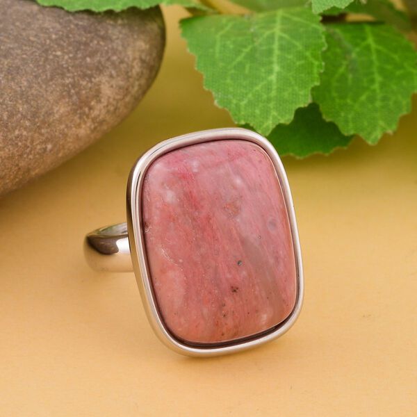 Rhodonit Ring, Reiner Edelstahl, (Größe 16.00), ca. 35.00 ct image number 2