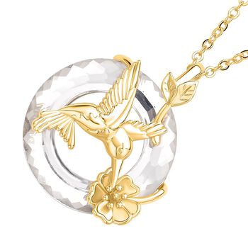 Glas Vogel Anh&auml;nger mit Kette, goldfarben