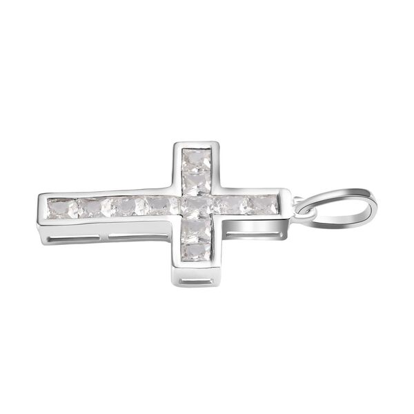Wei&szlig;er Zirkonia Kreuz-Anh&auml;nger, 925 Silber image number 4