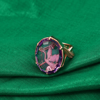 GP - AA Rose De France Amethyst, Kanchanaburi Blauer Saphir Ring 925 Silber 750 Ros&eacute;gold vermeil (Gr&ouml;&szlig;e 17.00) ca. 17,36 ct