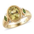 Ouro Verde-Quarz und Natürlicher Chromdiopsid Ring 925 Silber vergoldet (Größe 16.00) image number 3