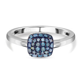 Blauer Diamant Ring, 925 Silber platiniert (Größe 18.00) ca. 0.25 ct