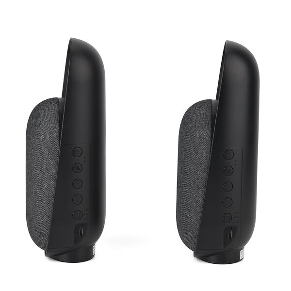 5IN1 Natural Sound + Bluetooth Speaker +Night light +Human sensor and Remote Control Specification 1.Speaker Output: 15W, 66MM 2.Battery: 2400mAh LI-ion Battery, 3.7V 3.Bluetooth:V5.3 4.Led Lights: 9PCS(Warm) Item size: 110X92X250MM Function 1.Bluetooth image number 7
