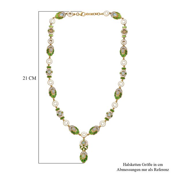 AA Nat&uuml;rlicher, &auml;thiopischer Welo Opal, Wei&szlig;er Zirkon Halskette ca. 45 cm 925 Silber 750 Gelbgold Vermeil ca. 5.74 ct image number 5