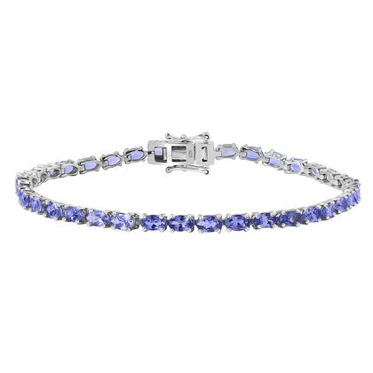 Tansanit Armband ca. 19 cm 925 Silber rhodiniert ca. 7.80 ct