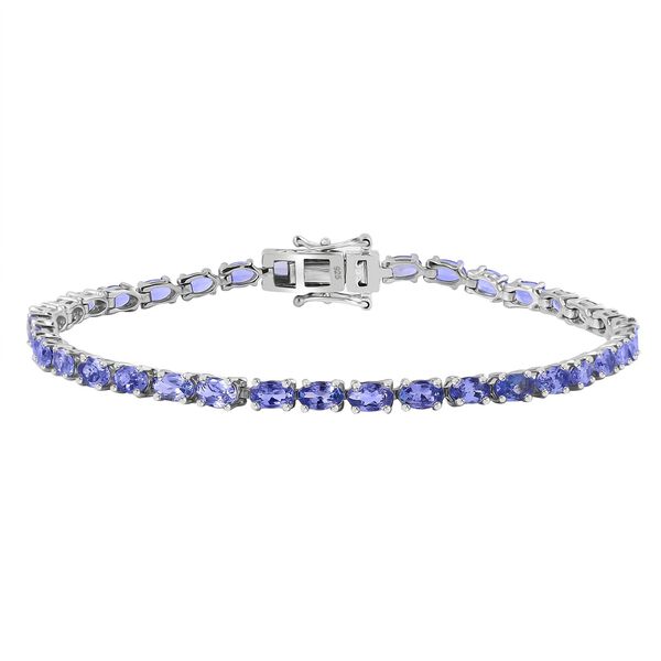 Tansanit Armband ca. 19 cm 925 Silber rhodiniert ca. 7.80 ct