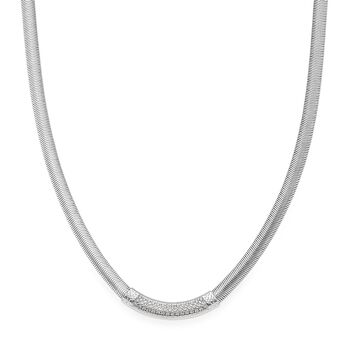 Wei&szlig;e Kristall 50+5cm Halskette in Silberton