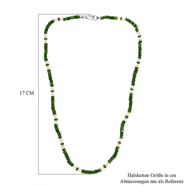 Nat&uuml;rlicher Chromdiopsid, Nat&uuml;rlicher, &auml;thiopischer Welo Opal Halskette, ca. 45 cm 925 Silber rhodiniert ca. 56.55 ct image number 5