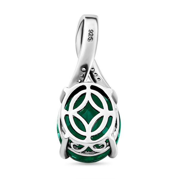 Smaragd-Triplett-Quarz und Zirkon-Anh&auml;nger in Silber, 5,66 ct. image number 5