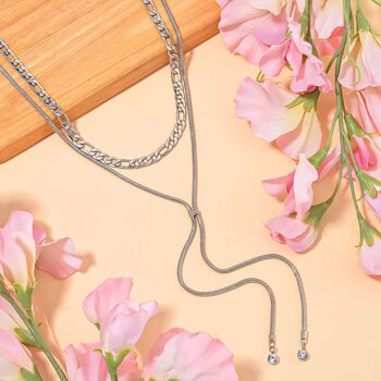 Kristall Halskette in Silberton, 52 cm