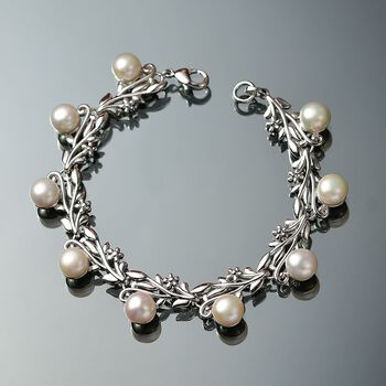 S&uuml;&szlig;wasser Perle (7.5-8 mm) Armband ca. 19 cm, nickelfreies Messing