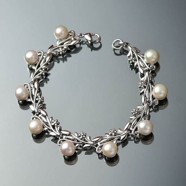 Süßwasser Perle (7.5-8 mm) Armband ca. 19 cm, nickelfreies Messing image number 2