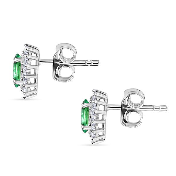 LUXURIANT AAA Labor kolumbianischer Smaragd und Moissanit Ring und Ohrringe image number 4