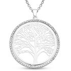 Wei&szlig;er Kristall Lebensbaum-Anh&auml;nger mit Kette, 74+6 cm, silberfarben