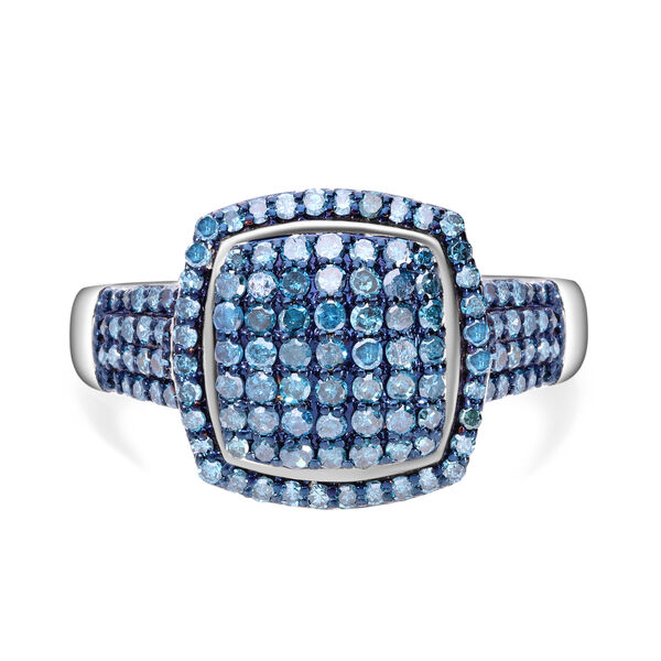 Blauer Diamant Ring 925 Silber platiniert (Größe 18.00) ca. 1.00 ct image number 0