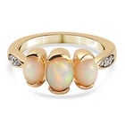Natürlicher Äthiopischer Opal und Zirkon 3 Stein Ring 925 Silber vergoldet  ca. 1,21 ct image number 0
