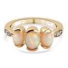 Natürlicher Äthiopischer Opal und Zirkon 3 Stein Ring 925 Silber vergoldet  ca. 1,21 ct image number 5