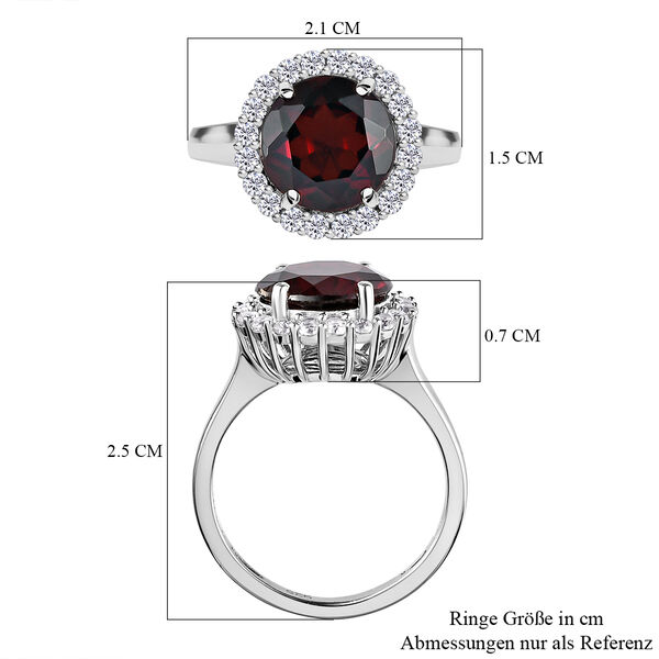 Nat&uuml;rlicher Mosambik Granat und wei&szlig;er Zirkon-Ring, 925 Silber platiniert (Gr&ouml;&szlig;e 19.00) ca. 4.79 ct image number 7