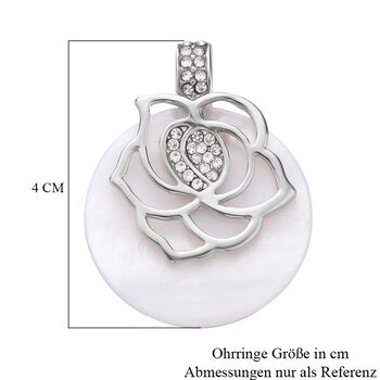 Wei&szlig;e Muschelkernperle und wei&szlig;e Kristall-Ohrringe