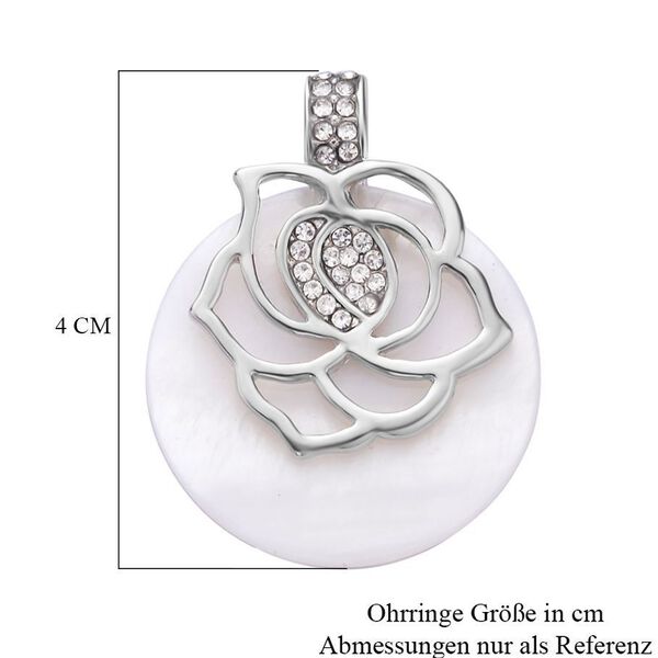 Wei&szlig;e Muschelkernperle und wei&szlig;e Kristall-Ohrringe image number 4