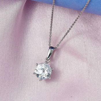 D'Joy Moissanit Anh&auml;nger mit 50cm Kette, 925 Silber rhodiniert - 1,80 ct.