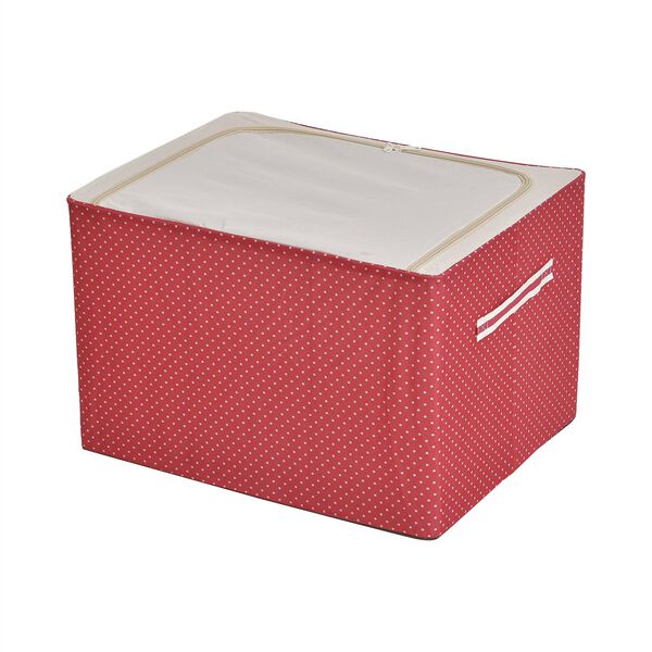 66L Aufbewahrungsbox mit Metallrahmen, Stapel- und faltbar, 50x40x33cm, Rot image number 3