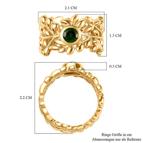 Natürlicher Chromdiopsid Ring 925 Silber Gelbgold Vermeil (Größe 18.00) ca. 0,54 ct image number 7