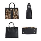 LA MAREY Handtasche aus Echtleder, Leopardenmuster, Schwarz image number 3