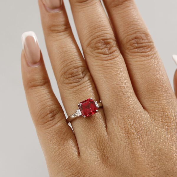 LUXURIANT DIAMOND- zertifiziert und gepr&uuml;ft AAA Labor Padparadscha Saphir und Labor Diamant Ring in 417 Wei&szlig;gold - 3,2 ct. image number 2
