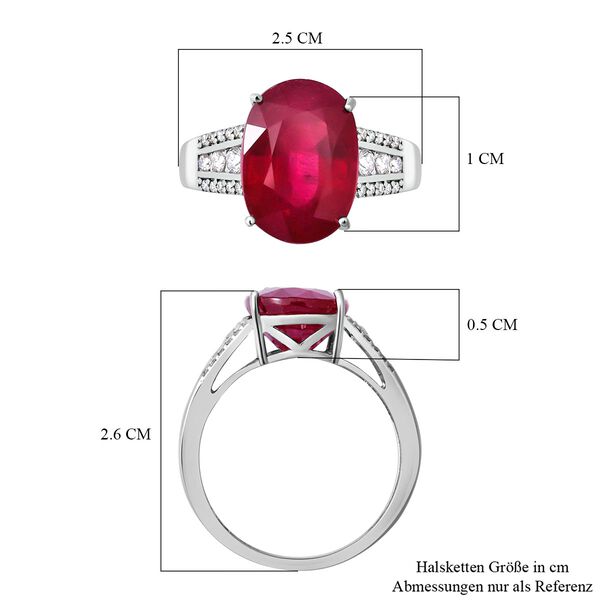 AAA Afrikanischer Rubin und Moissanit-Ring, 925 Silber platiniert  ca. 8,75 ct image number 4