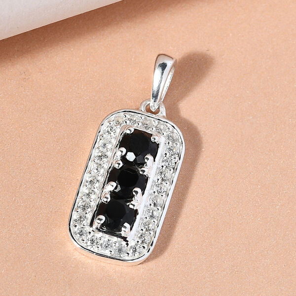 Schwarzer Spinell und Zirkon Anh&auml;nger 925 Silber ca. 1,63 ct image number 3