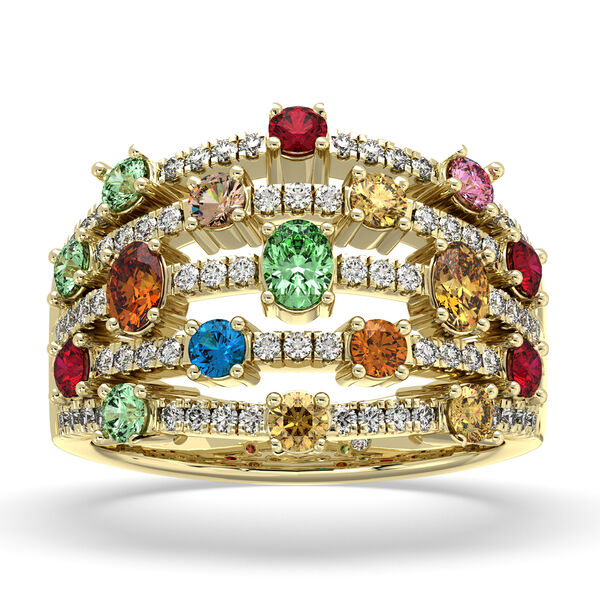 CLARTE AA Mehrfarbig Saphir Ring 925 Silber Gelbes Gold (Größe 20.50) ca. 2,70 ct image number 0