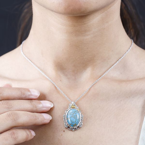 Blauer Mojave-Türkis-Anhänger mit 50cm Kette - 13,73 ct. image number 3