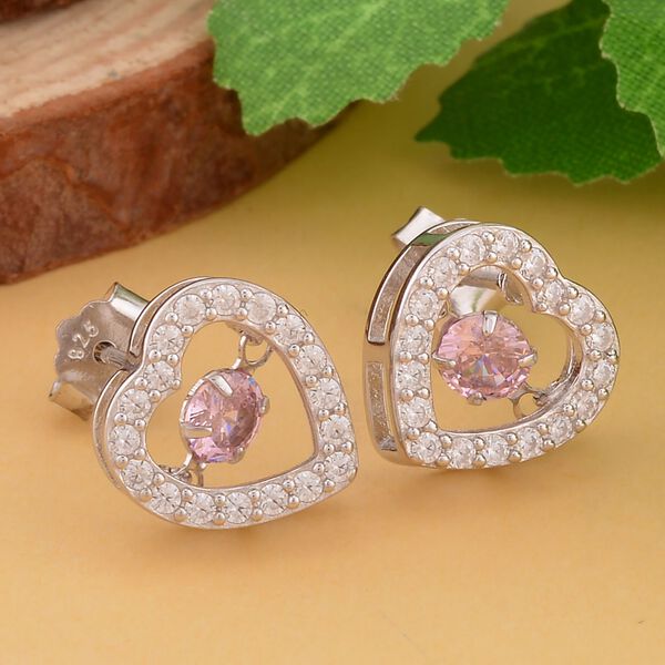 Rosa und wei&szlig;er Zirkonia-Ohrstecker - 1,50 ct. image number 2