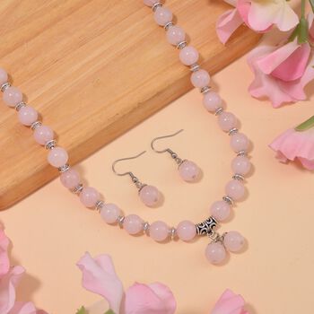 Rosenquarz Schmuckset 925 Silber Antik-silber-Plattierung und Legierung Antik-silber-Plattierung ca. 300.00 ct