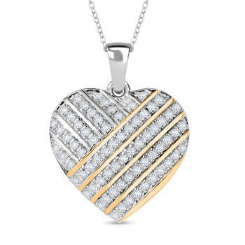 Zweifarbiger Moissanit Herz Anh&auml;nger mit 50cm Kette - 0,65 ct.