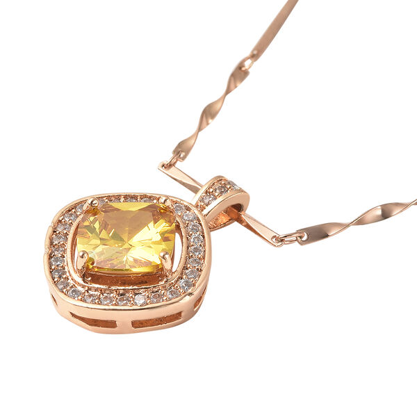 2er-Set Gelber Zirkonia Ohrringe und Anh&auml;nger mit Kette 41+5 cm Edelstahl ca. 1,20 ct image number 4