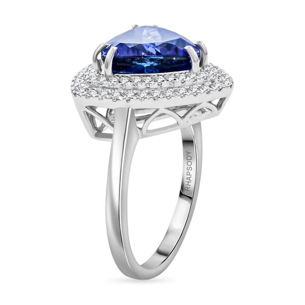 AAAA Tansanit, Weißer Diamant Ring 950 Platin (Größe 17.00) ca. 4,00 ct image number 3