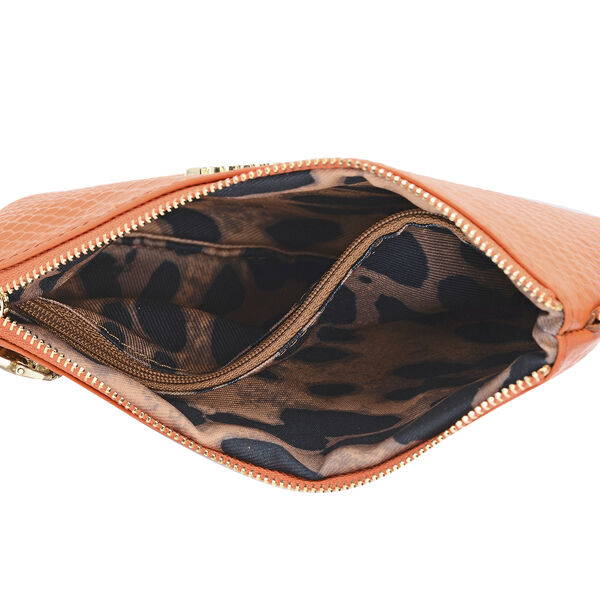 SENCILLEZ - 100% Leder Clutch, Orange image number 5