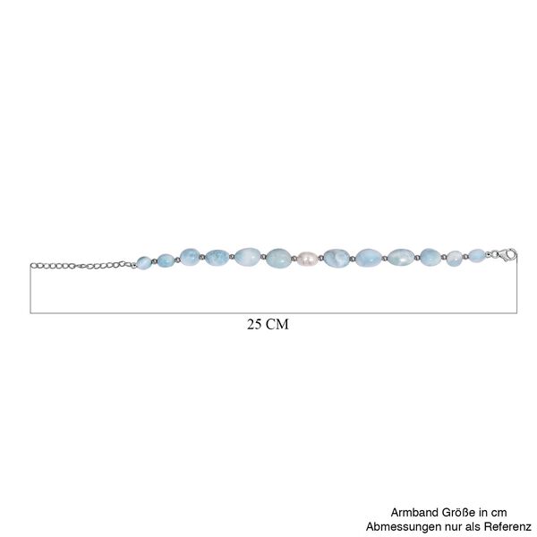 limitierte Auflage - AA Larimar, Perle Armband ca. 19 cm 925 Silber rhodiniert image number 5