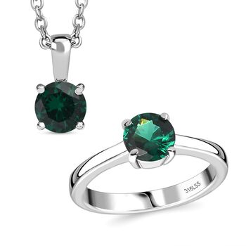 Russisches Diopsid Zirkonia Schmuckset  Edelstahl