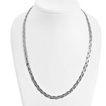 Geflochtene Fischgr&auml;tenkette 45 cm in rhodiniertem 925 Silber