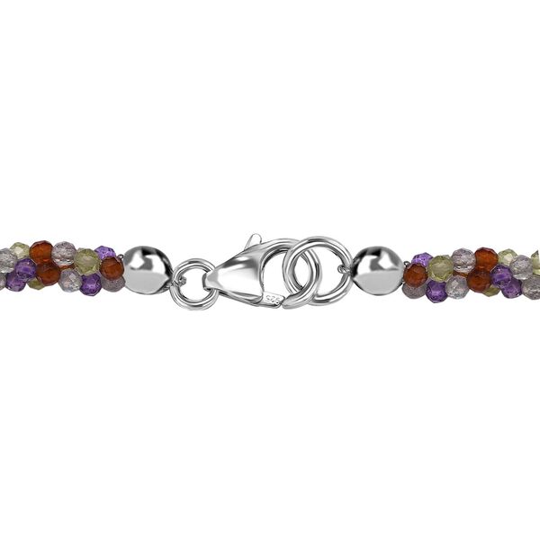Mehrfarbige Edelstein Halskette ca. 60 cm 925 Silber ca. 100.56 ct image number 5