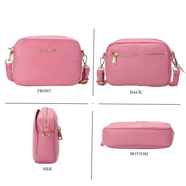 Sencillez Crossbody Tasche mit Schlangenhaut-Druck, Rosa image number 4