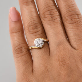 Moissanit Ring, 925 Silber platiniert und vergoldet - 0,56 ct.
