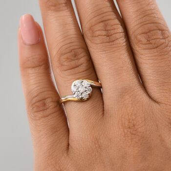 Moissanit Ring, 925 Silber platiniert und vergoldet - 0,56 ct.