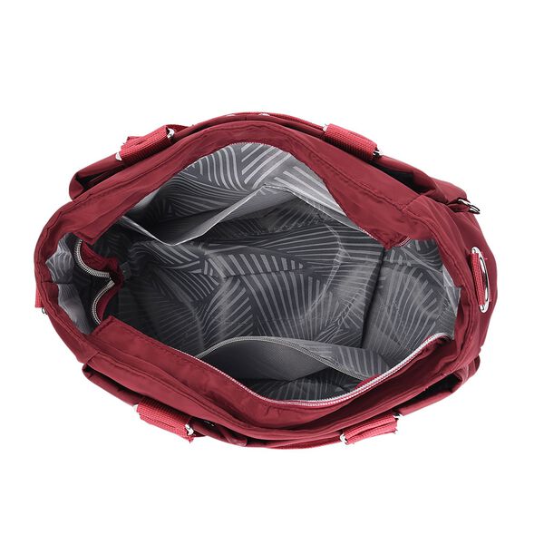 Crossbody Tasche mit mehreren Rei&szlig;verschlussf&auml;chern, abnehmbarem Schulterriemen und Tragegriffen, 26x11x20cm, Burgundy image number 6