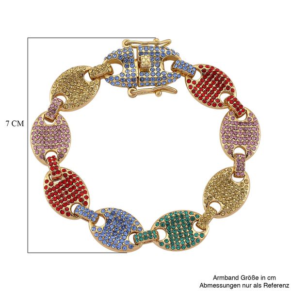 Mehrfarbiger Kristall Armband ca. 18.5 cm, goldfarben image number 4