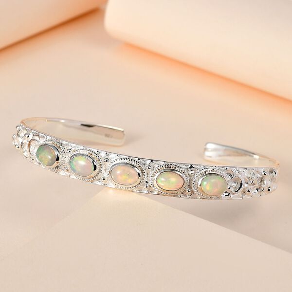 Natürlicher, äthiopischer Welo Opal Mond und Stern Armreif ca. 19 cm, 925 Silber ca. 3.09 ct image number 2