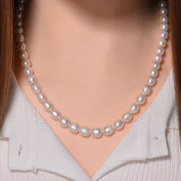 Weiße Süßwasserperlen-Halskette, 45 cm image number 2